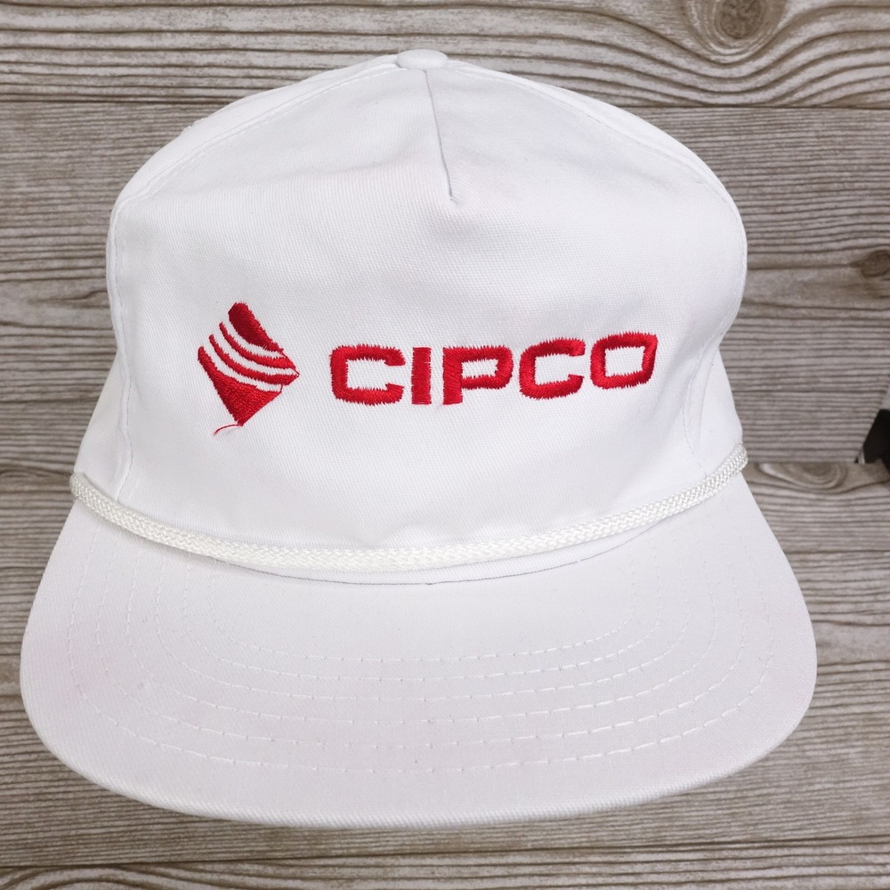 VINTAGE CIPCO LOGO WHITE ADJUSTABLE STRAPBACK BASEBALL HAT CAP USA MADE